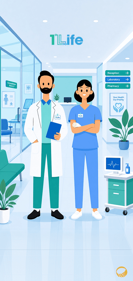 1Life doctors welcoming patients in a clinic